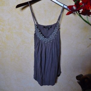 Pearl Embellished Strappy Cami Tank Top